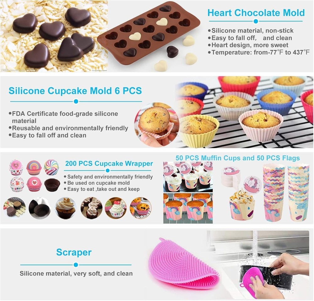 Cake Decorating Kits Baking Set W/ Springform Pans Set Rotating 567 PCS