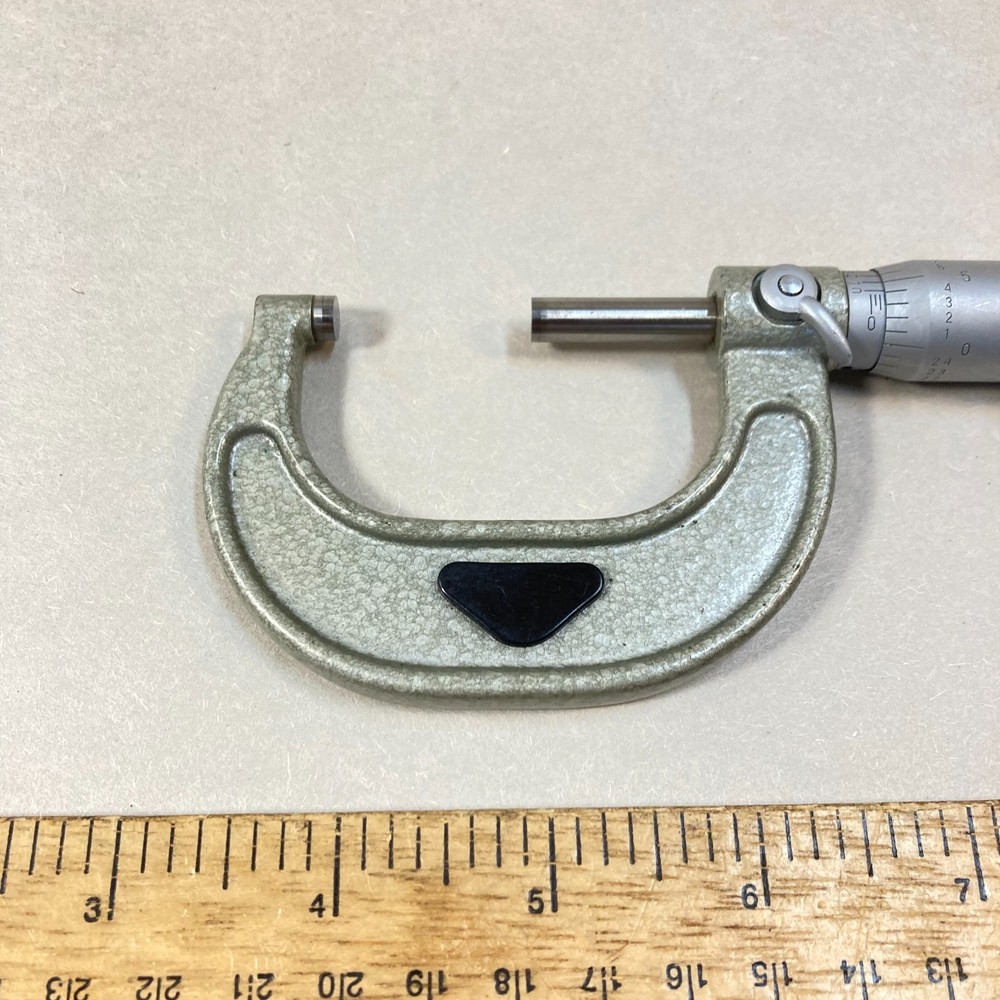 Vintage 1"-2" Outside Micrometer .0001" Solid Frame Carbide Tip