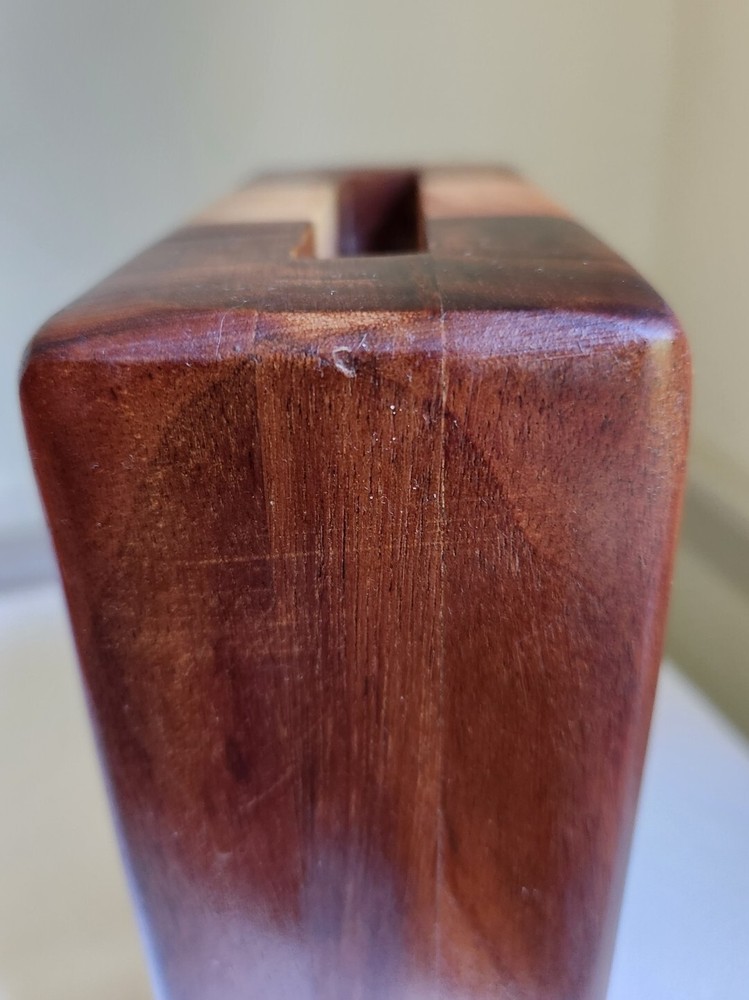 Hand Crafted Solid Wood Vase Walnut Oak Rectangle 8 1/4"