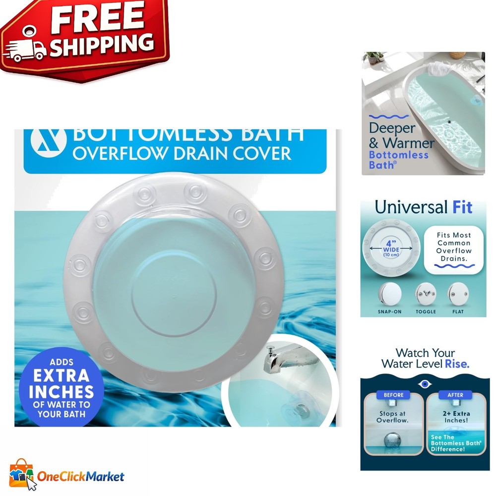 4-Inch Clear Overflow Drain Cover for Bathtubs – Elevate Your Bathing Experience