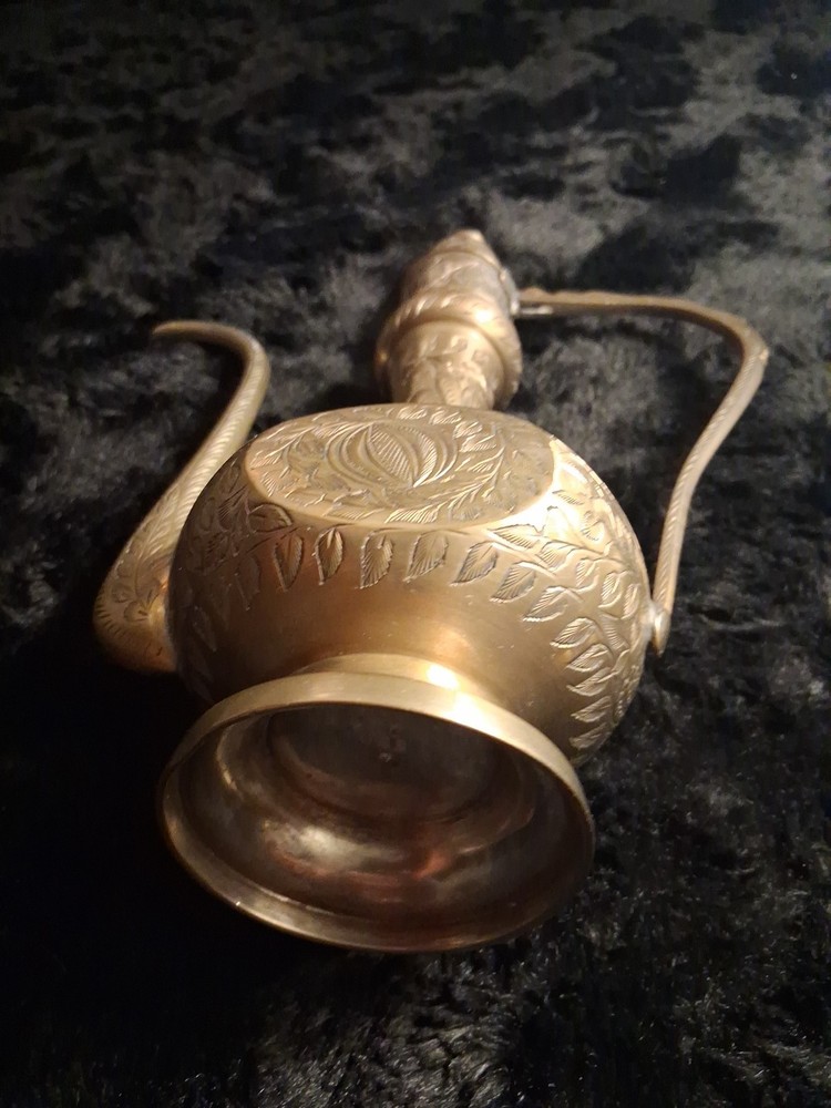 Middle Eastern Brass Teapot Ornate Engraved Design