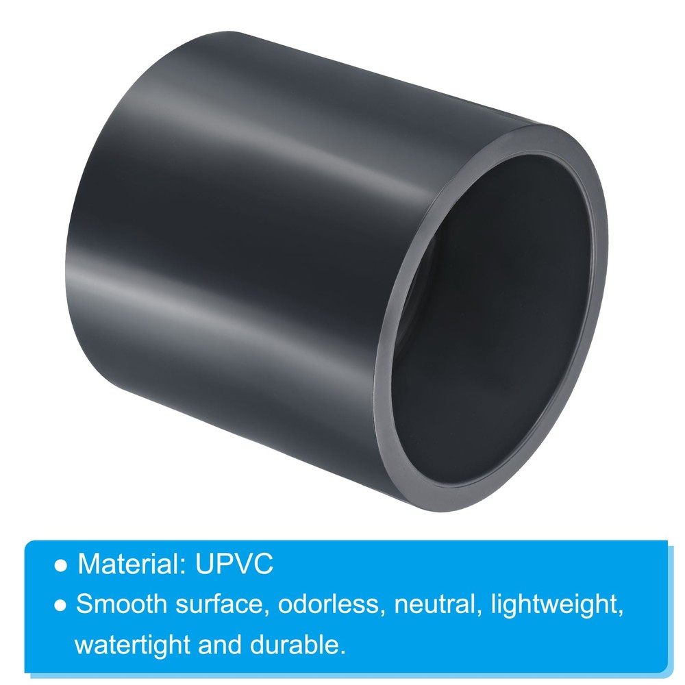 UPVC Pipe Fitting 90mm Socket, 1 Pack Straight Coupling, Dark Grey