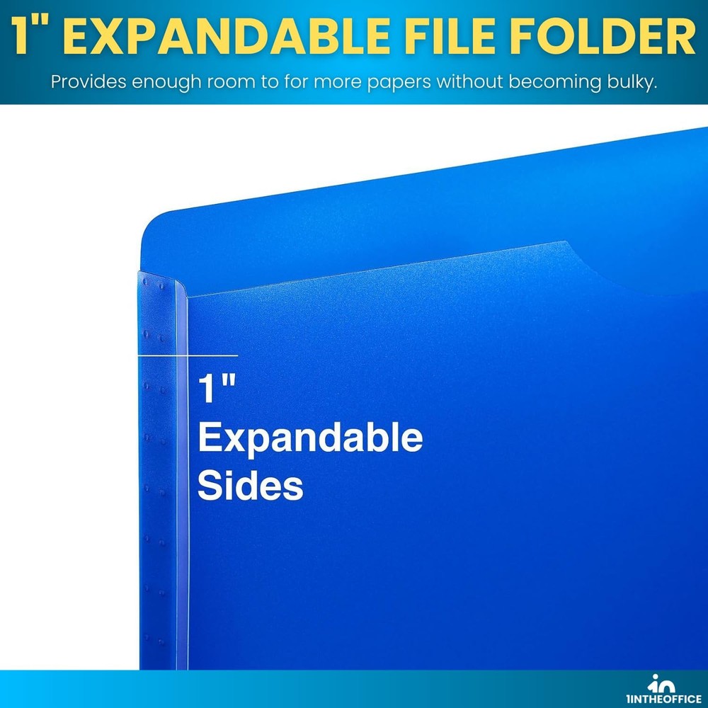 File Folders, Plastic, Assorted Colors, Letter Size, Expandable, 20 Pack