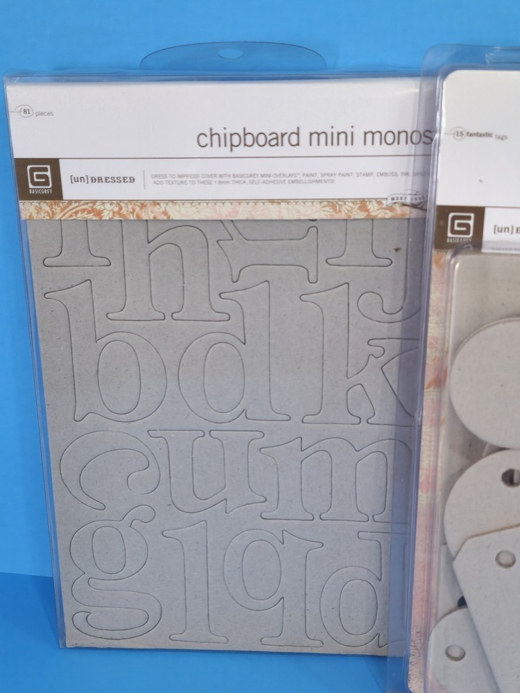 BASIC GREY LOT CHIPBOARD MINI MONOS TAGS NUMBER PILE SCRAPBOOK MIXED MEDIA #3