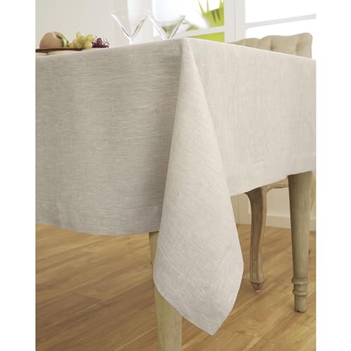 Linen Tablecloth 60 x 108 Inch - 100% 108" x 60" (Rectangular) Light Natural