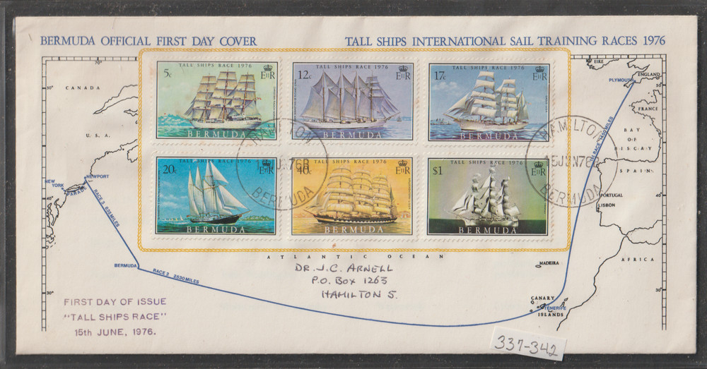 Bermuda FDC 1976 ships Scott 337-342