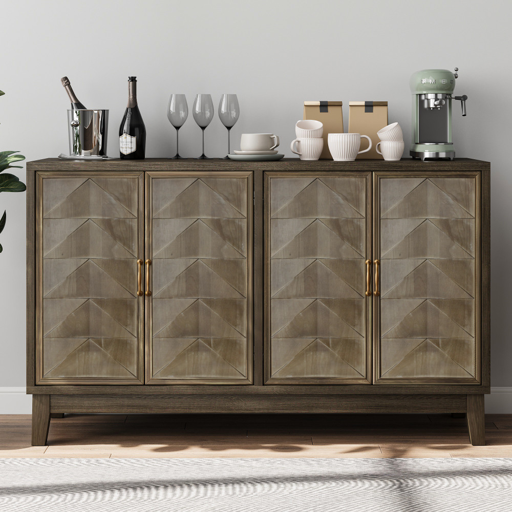 Buffet Cabinet Sideboard Buffet Cabinet with Diamond-shaped relief Doors - New