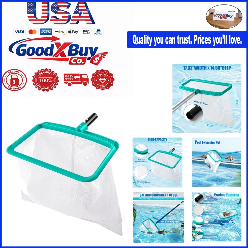 Pool Skier Net Without Pole, Large Capacity Debris Pullover, Easy Clean, Rein...