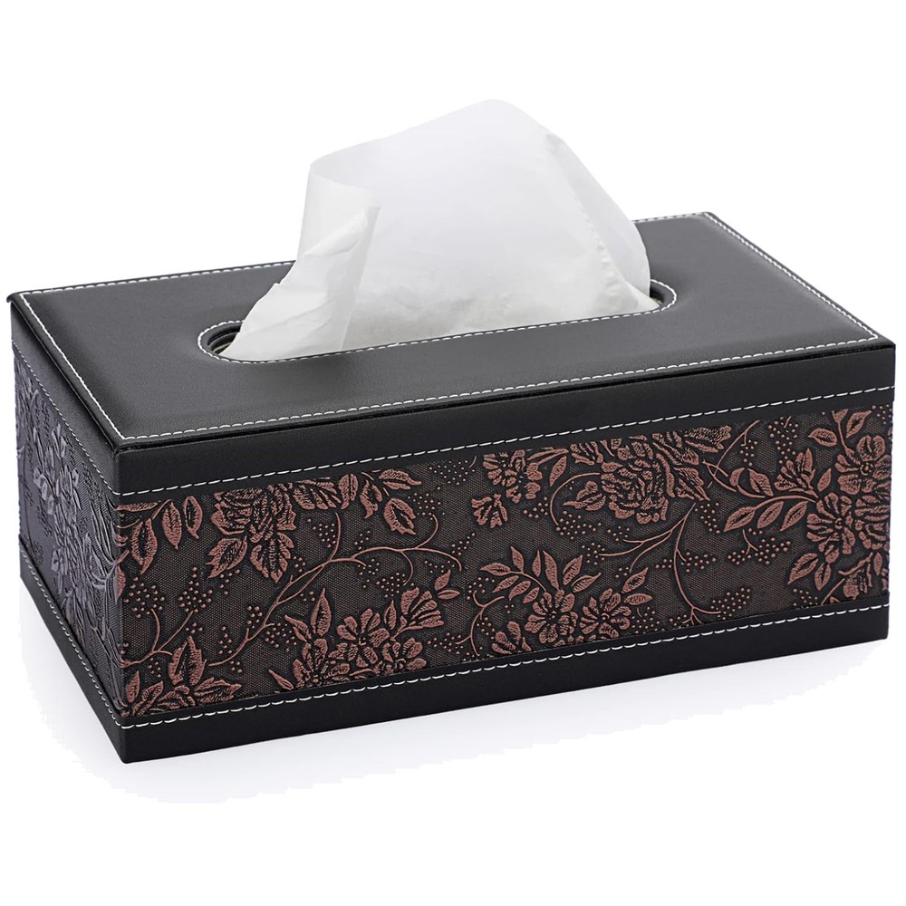 Rectangular Tissue Holder with Magnetic Closure - High-Quality Faux Leather