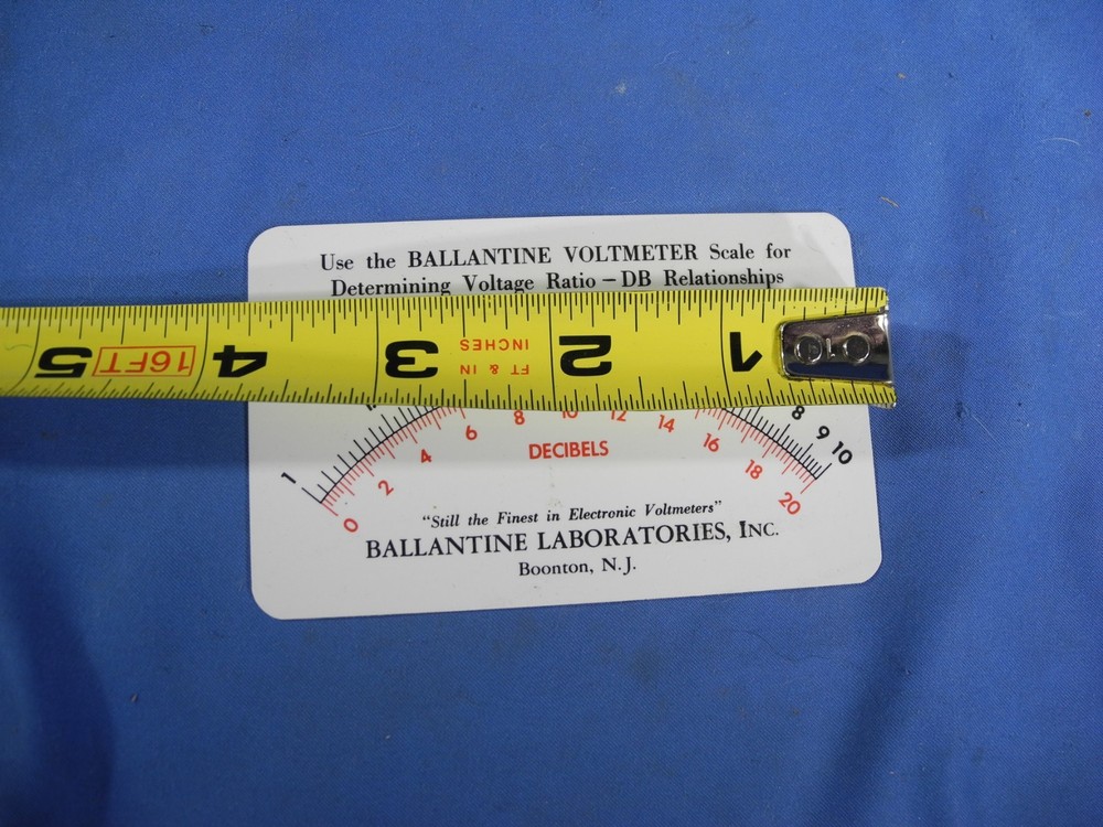 Vintage Ballantine Voltmeter Scale Card Very Nice!