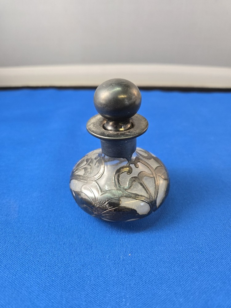 Art Nouveau Perfume Bottle Possibly Sterling Silver Overlay