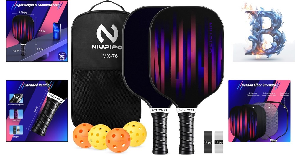 Pickleball Paddle Set with Honeycomb Core - Ideal for All Skill Levels