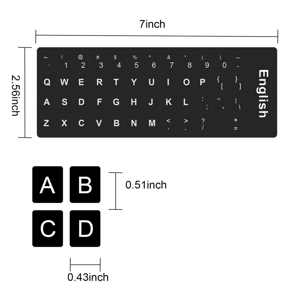 2 Pcs English Keyboard Stickers Universal Replacement for Laptop PC Computer