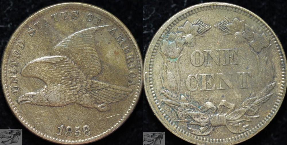 1858 Flying Eagle Cent, Small Letters, Almost Uncirculated Details Scratch C6190
