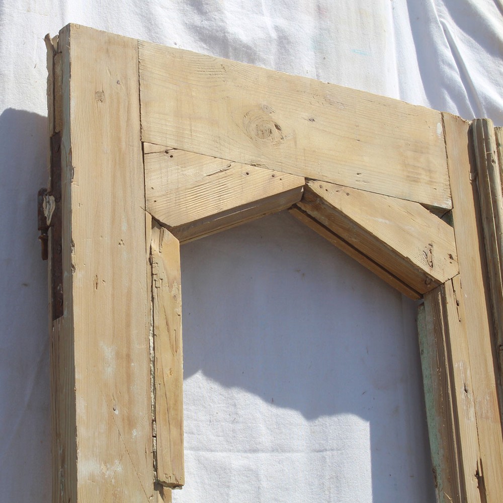 Antique 42” Double Doors with Gothic Arch Windows, NED2380