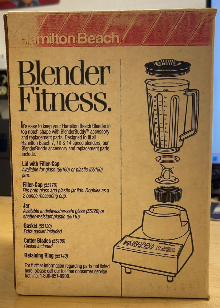 Hamilton Beach BlenderBuddy Plastic Replacement Jar 44oz 5.5 Cup Blender 55110