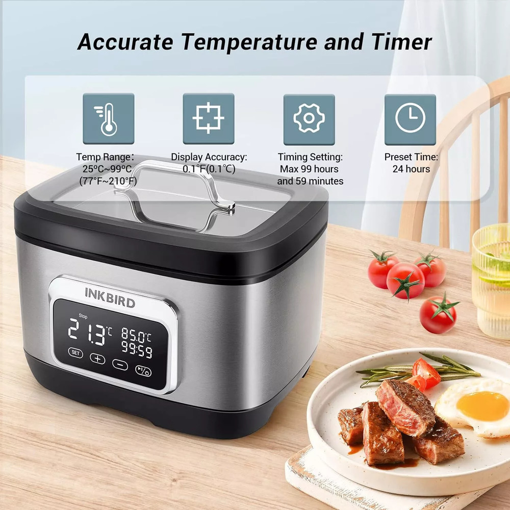 INKBIRD Sous Vide Precise Cooker Suveed Cooking Machine 8L Capacity Timer Alarm