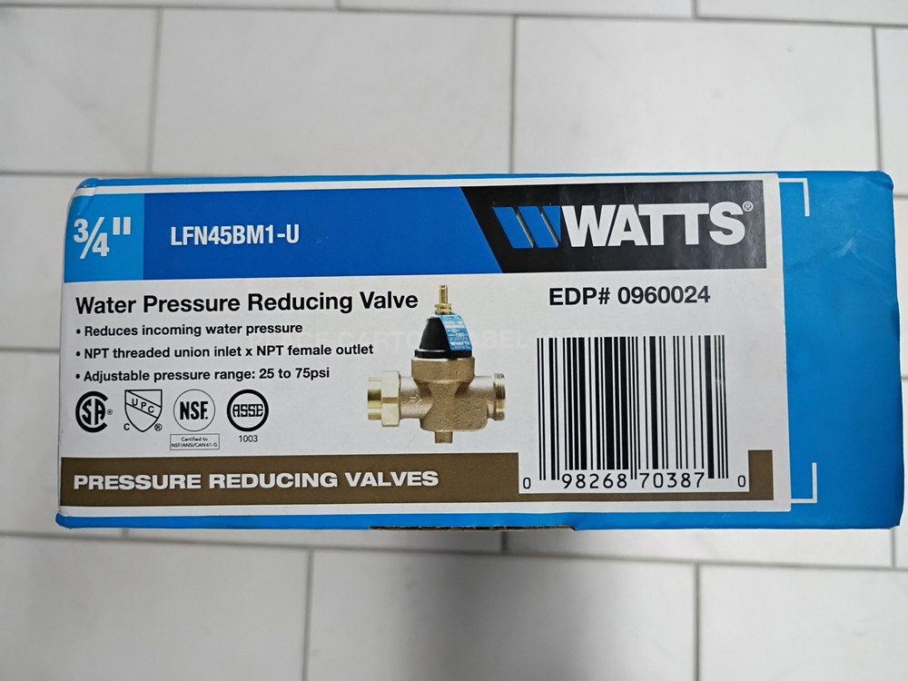 Watts 3/4" LFN45BM1-U Lead-Free Water Pressure Reducing Valve (PRV) New OB