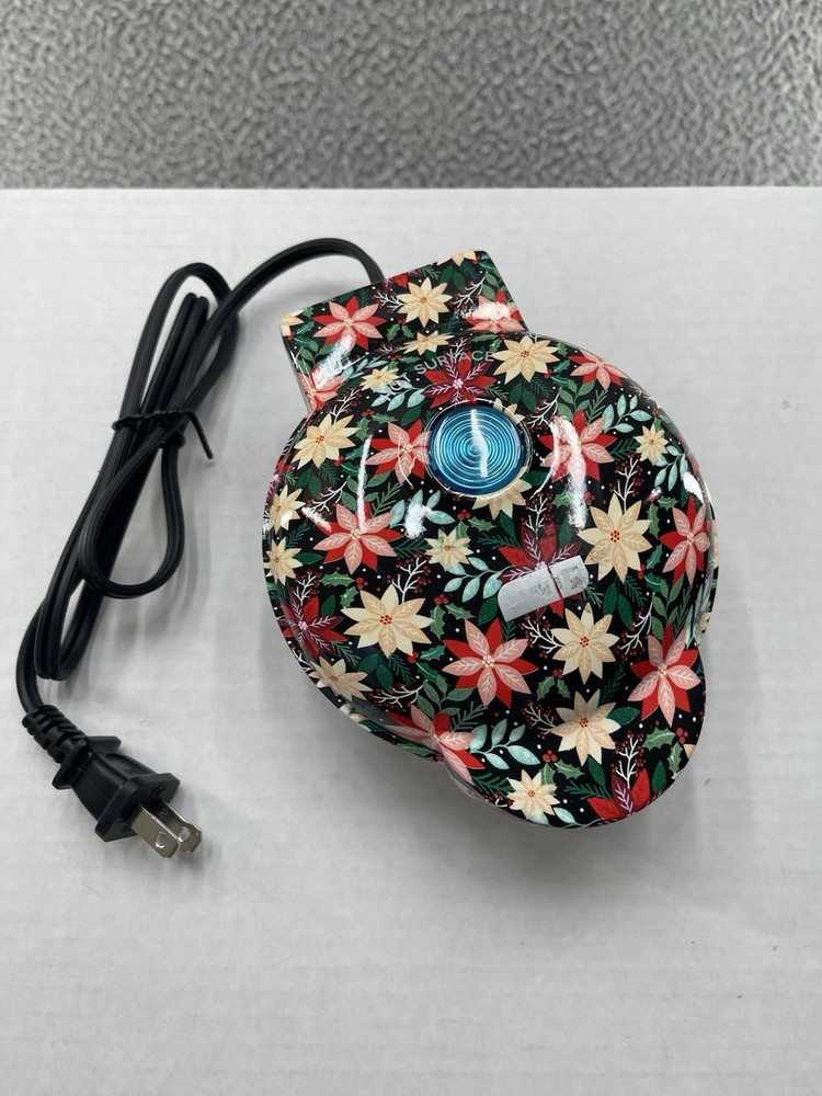 Dash Mini Waffle Maker Metallic Black Floral DMW100Q3 5" Diameter