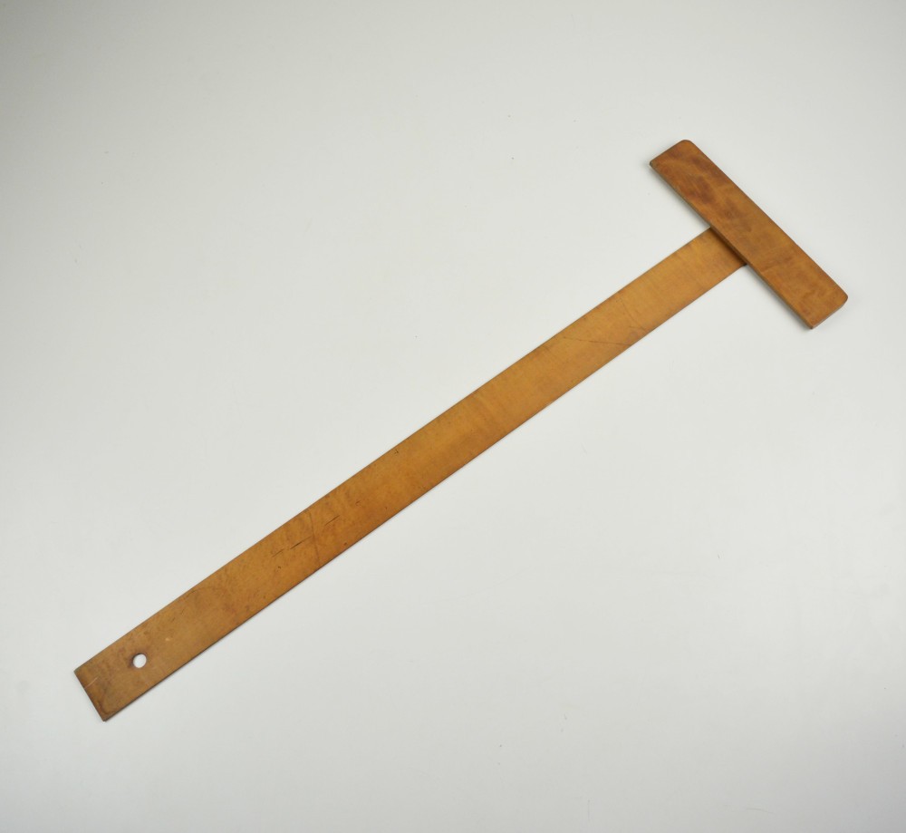Vintage Ruler - 72cm - Wood - Architect - Draw - T-Back