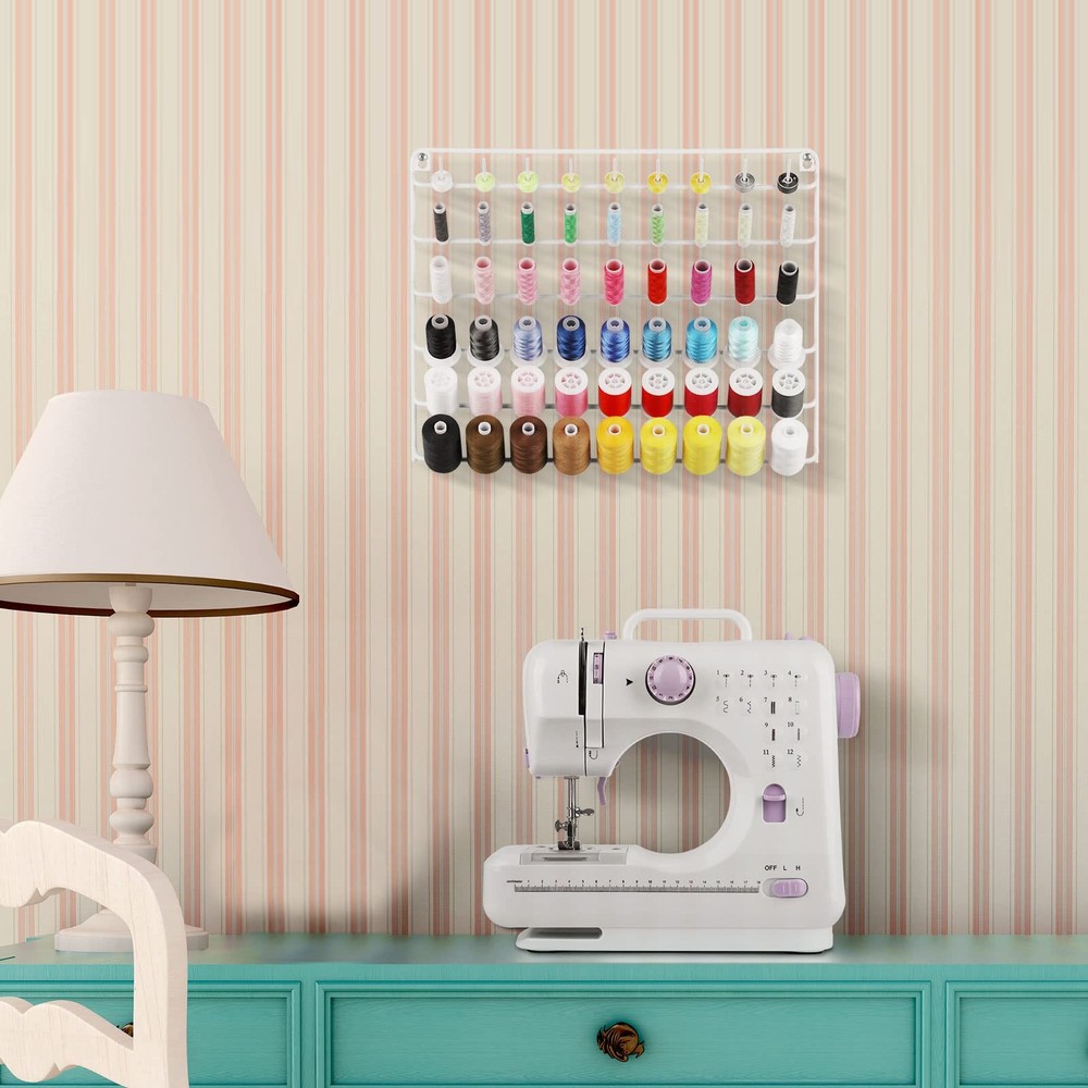 YBING Thread Holder Wall 54-spool Sewing Rack 54 spools, white
