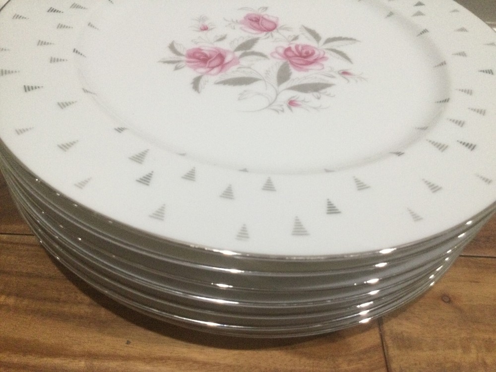 7 pc place setting(s Sango Arcadia pink rose plate bowl cup MORE AVAILABLE MINT