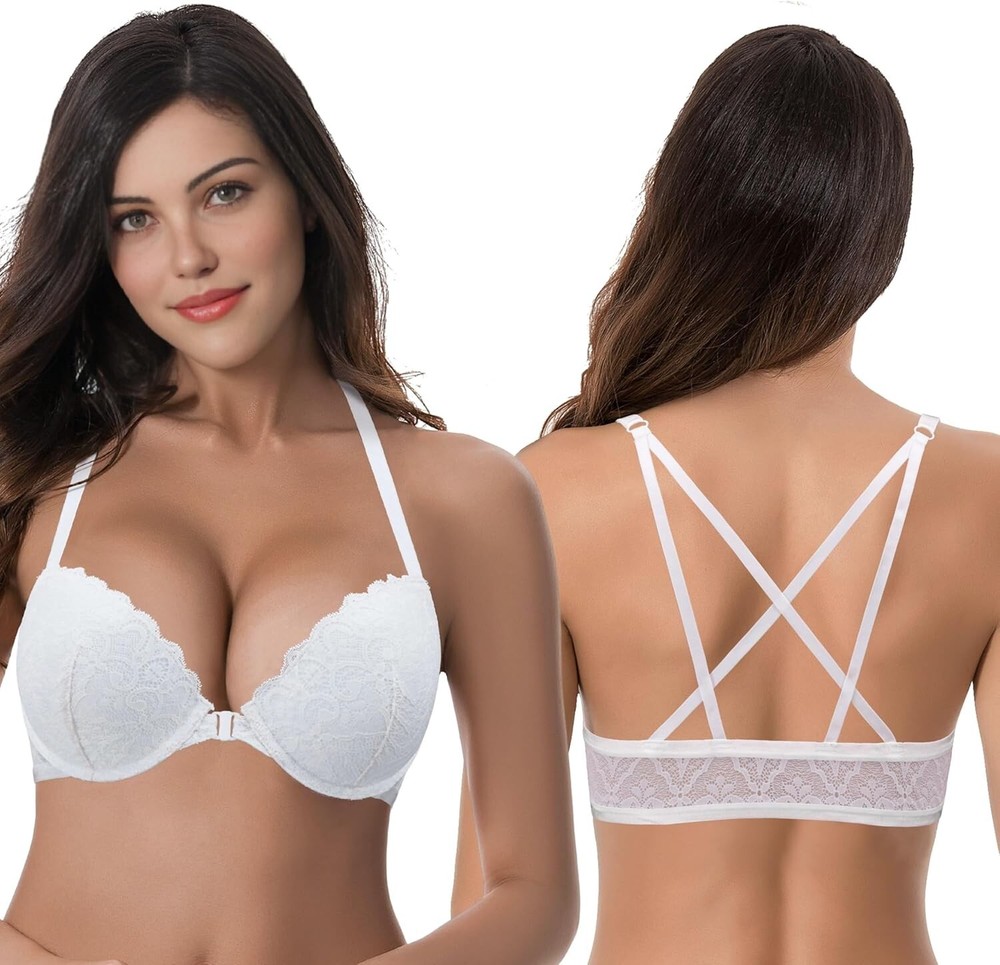 Curve Muse Attractive Push Up Front Closure Bra 46B 2-Pack Padded Underwire