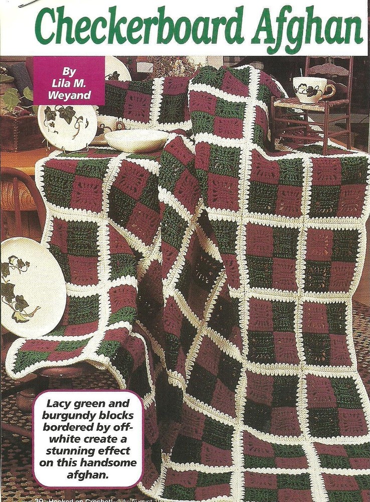 Checkerboard Afghan crochet pattern instructions