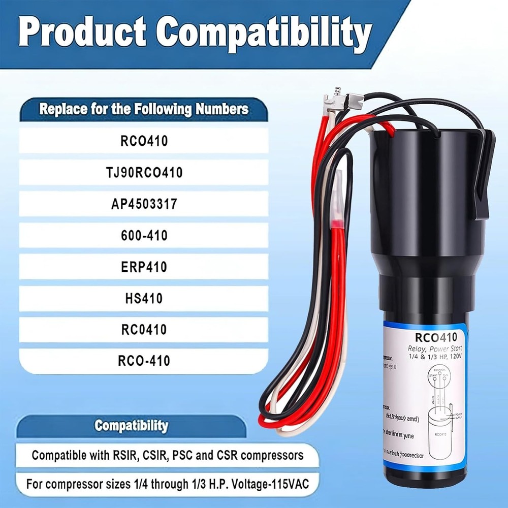 Complete RCO410 3-in-1 Hard Start Capacitor Kit with Quick Installation Support