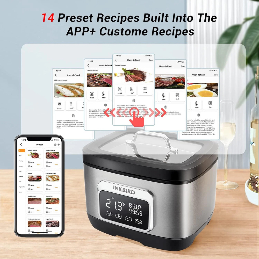INKBIRD Sous Vide Precise Cooker Suveed Cooking Machine 8L Capacity Timer Alarm