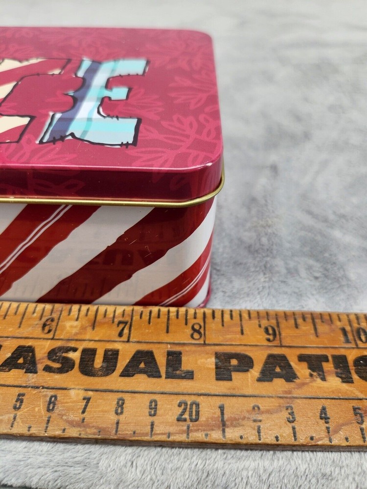 Christmas Holiday Peace Candy Tin Storage Container CandyCane 8” X 4.5”