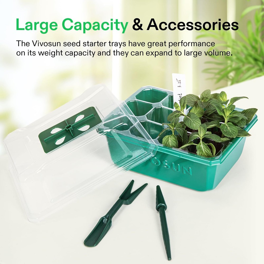 6Packs Seed Starter Trays Seedling Tray, Humidity Adjustable Kit Dome