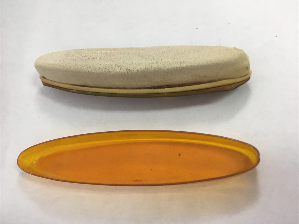 Bakelite Cosmetic Nail Buffer Dark Yellow *Broken Handle* Vintage