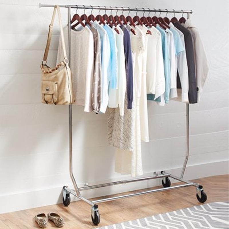 Heavy Duty Folding Adjustable Garment Rack Rolling Storage Solution 100lbs New