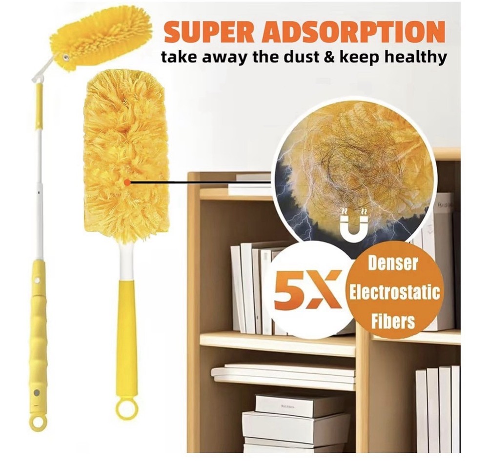 20 Pack Yellow Microfiber Duster Refills with Extendable & Short Handles