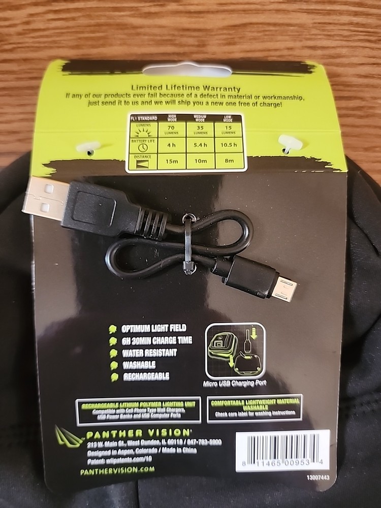Panther Vision Rechargeable Headlamp In A Hat