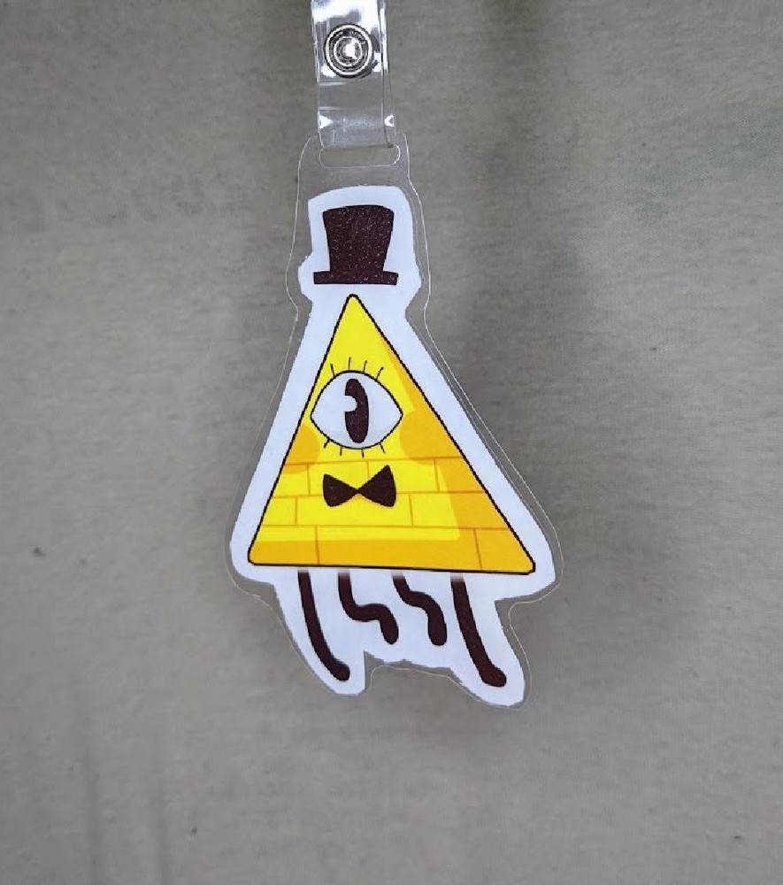 Gravity Falls Inspired Bill Cipher Laminated Lanyard Clip Badge