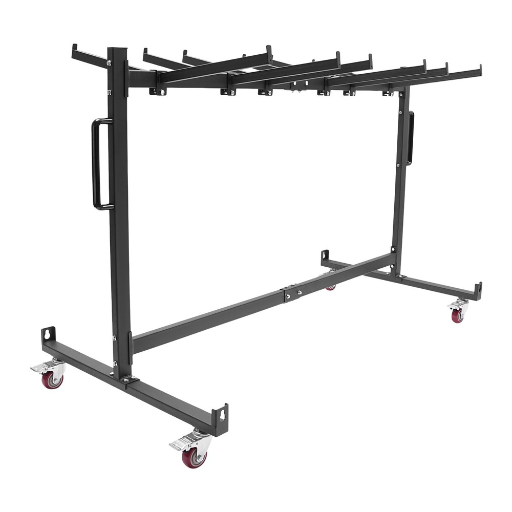 Table Cart Adjustable Spacing Folding Table Cart, Black Folding Table Trolleys