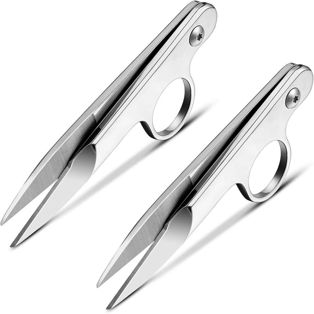 Mudder 2 Pcs Sewing Scissors Thread Snips with Protective Rubber Silver