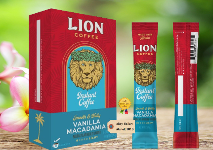🌺Lion Instant Vanilla Macadamia Coffee 8 stick - 1 box