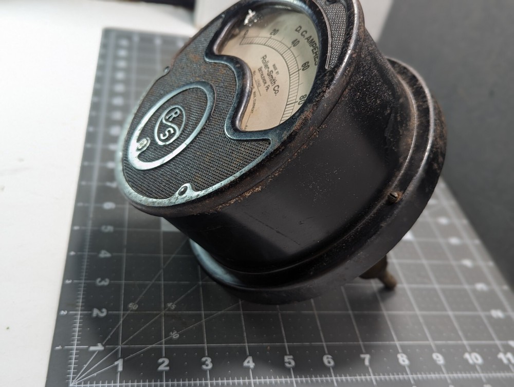 Roller Smith DC Amperes Meter USA Untested Steampunk Style