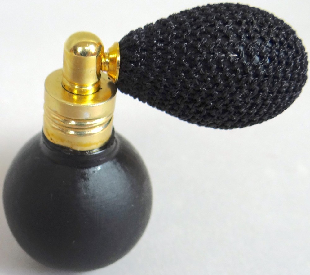 Mini Perfume Bottle Atomizer Black Bulb Frosted Glass Diana de Silva Empty Opens