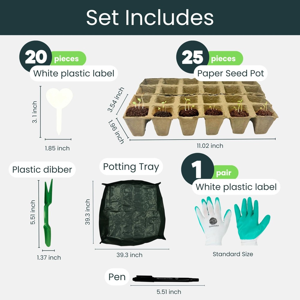 SunVara Seed Starter Peat Pots for Seedlings 300 pcs Biodegradable Seed Start...