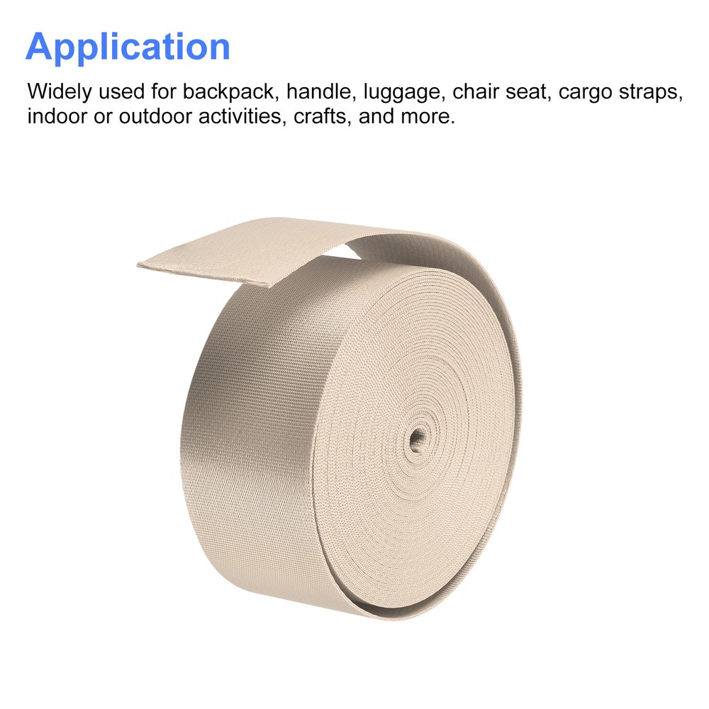 Flat Nylon Webbing Strap 2 Inch 10 Yards Champagne for Backpack, Luggage-rack