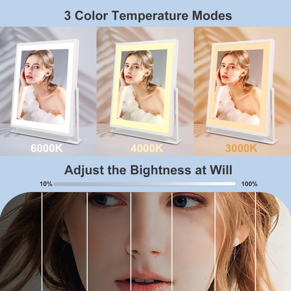 Beelux Vanity Mirror with Lights, 11 Makeup Mirror with Dimmable Light, Smart...