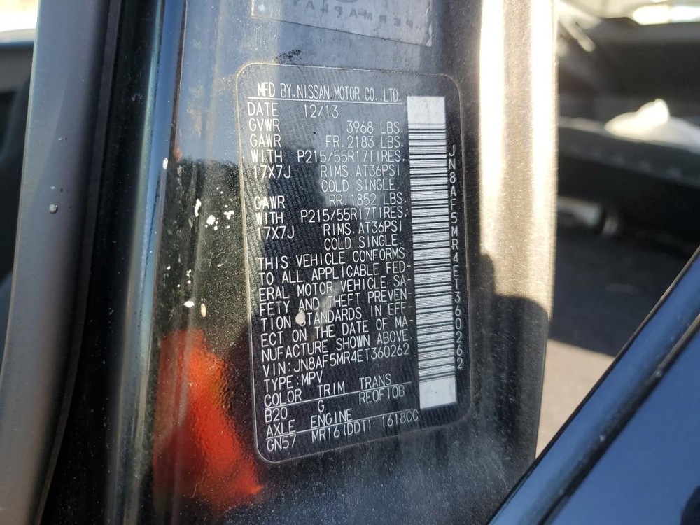 Trunk/Hatch/Tailgate Without Rear View Camera S Fits 14 JUKE 4631003