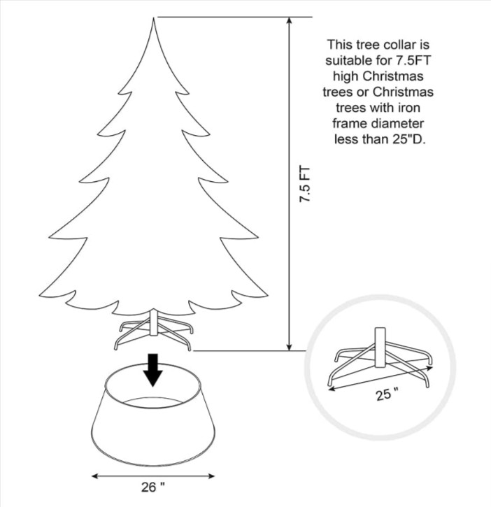 Glitzhome Diecut Metal Tree Collar with Light String Tree Stand Cover Snowflake