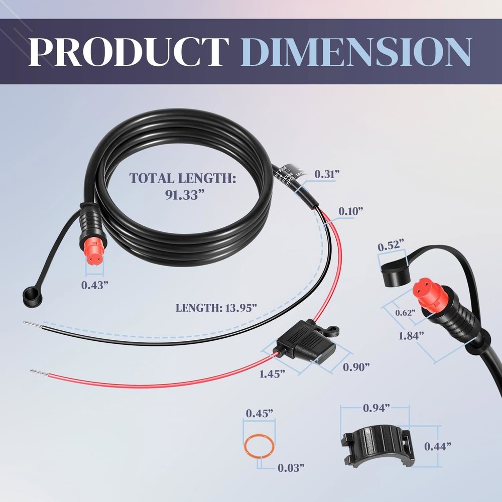 010-11425-01 Threaded Power Cable for Garmin GLS 10 Sonar Module, GPSMAP 6200