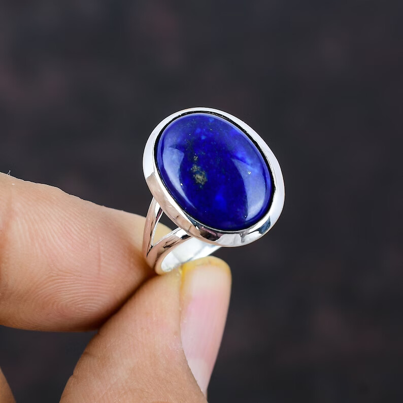 Lapis Lazuli Ring 925 Sterling Silver Band &Statement Handmade Ring All size