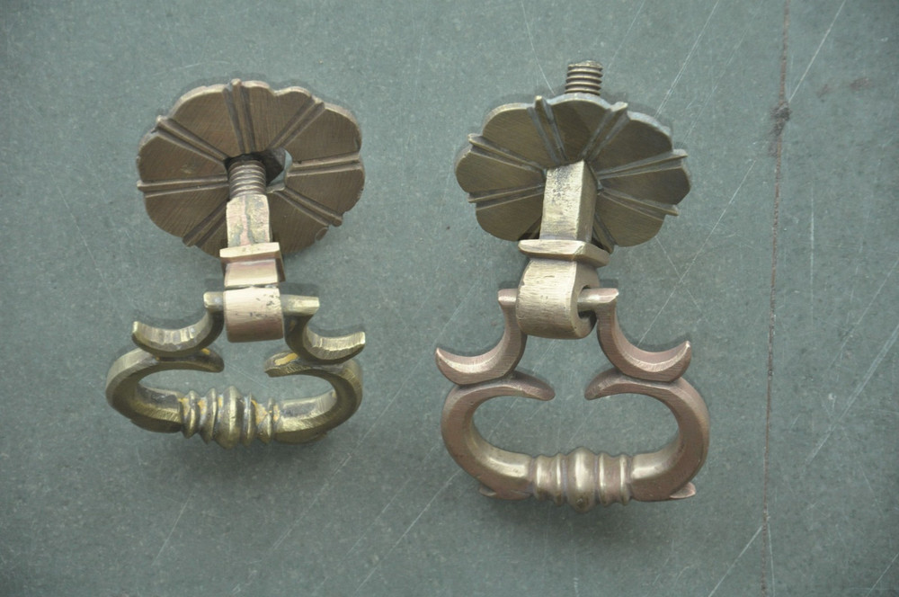 2 Pc Vintage Crafted Brass Fine Handcrafted Solid Door Handles